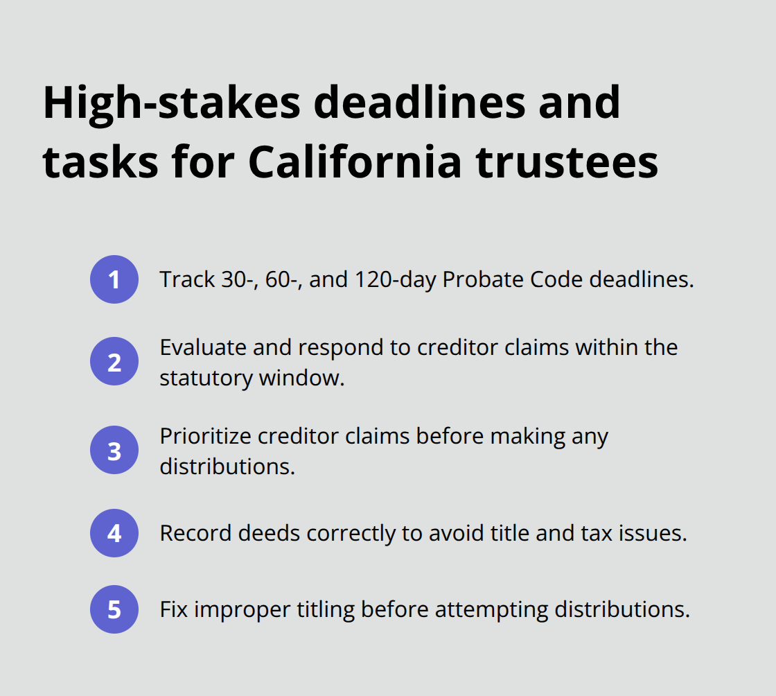 Compact list of urgent California trustee deadlines and tasks for U.S. readers