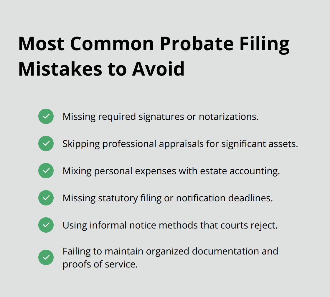 Checklist of frequent probate document errors