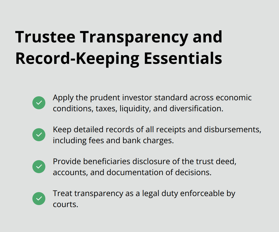 Checklist of trustee transparency and record-keeping responsibilities.