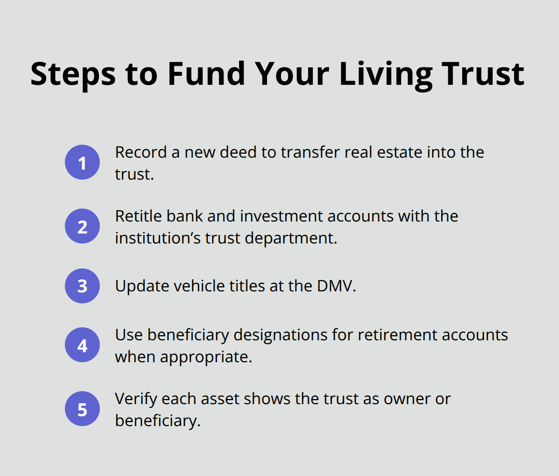 Five key steps to properly fund a living trust in the United States. - Living trust asset planning
