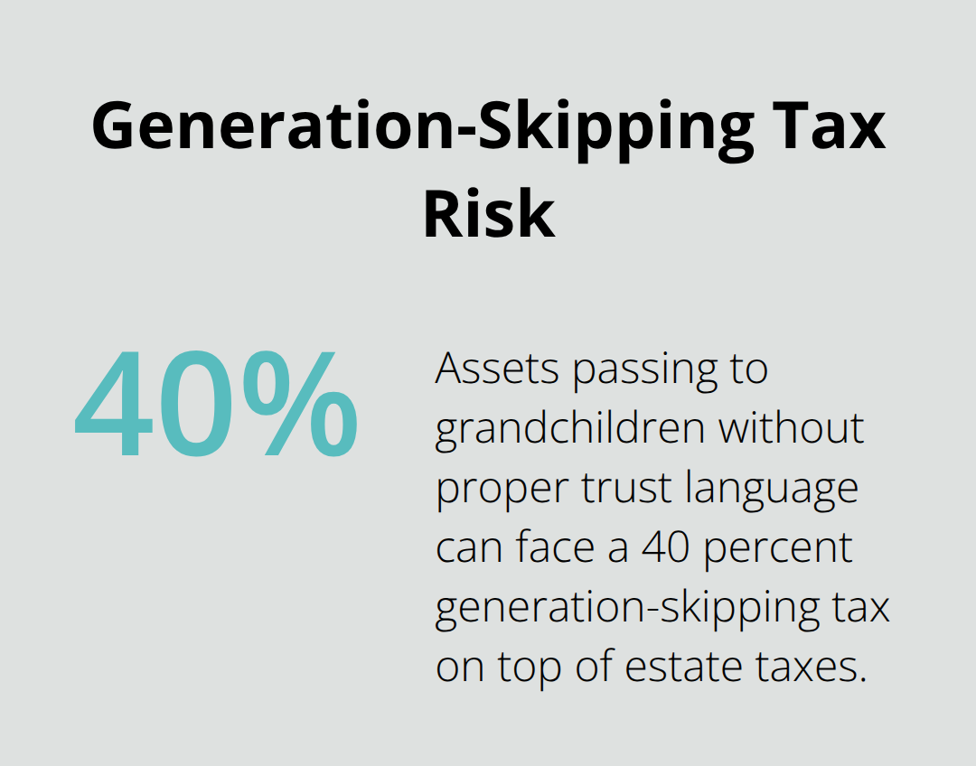 Chart showing the 40 percent generation-skipping tax that can apply to assets passing to grandchildren without proper trust language - Living trust tax planning
