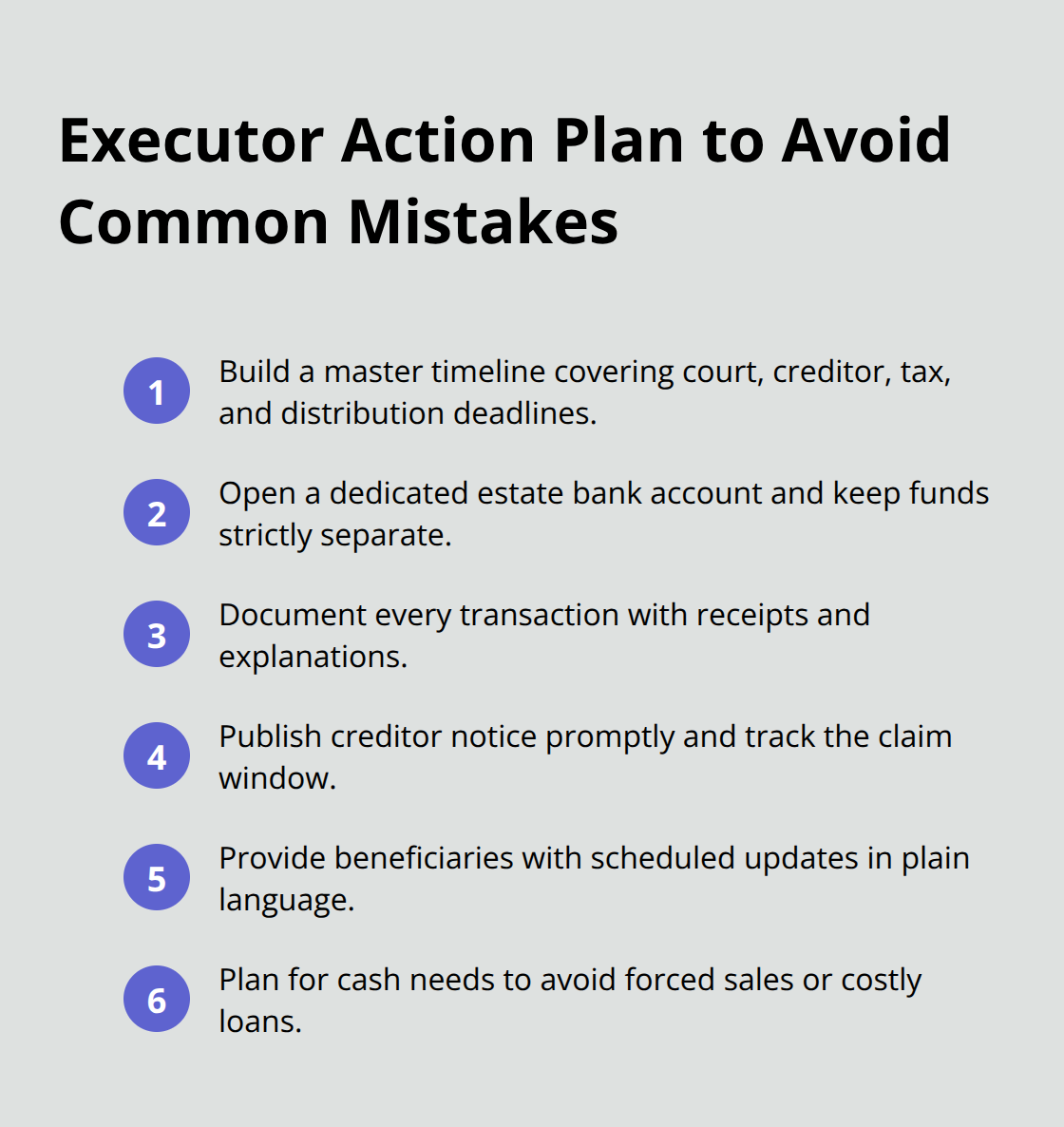Compact list of key steps executors should take to stay compliant - Probate attorney for executors