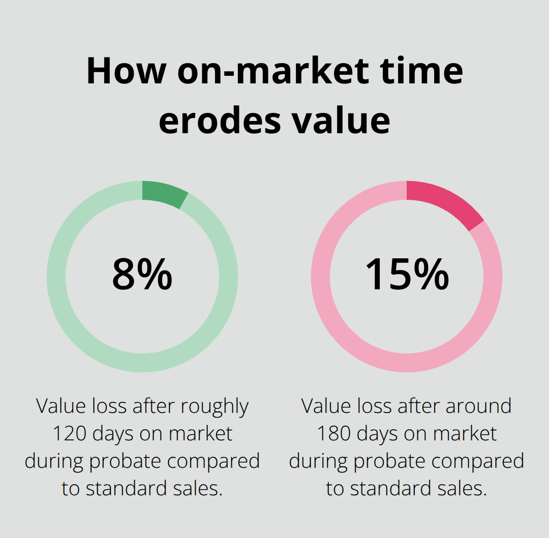 Chart showing probate properties can lose 8% to 15% of value when listed 120–180 days. - Probate property coordination