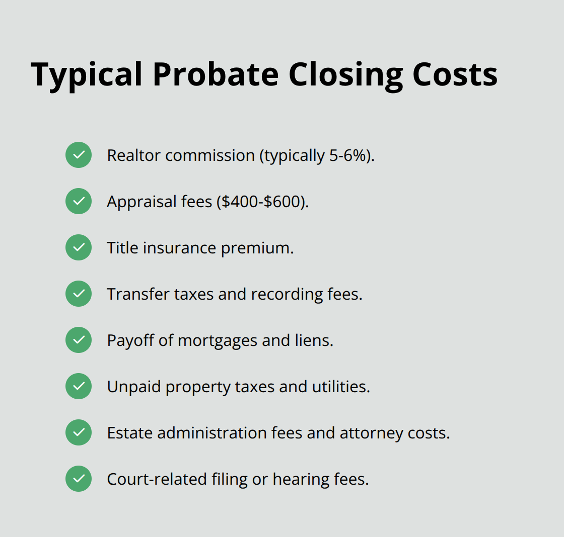 Common cost items on a probate real estate closing statement
