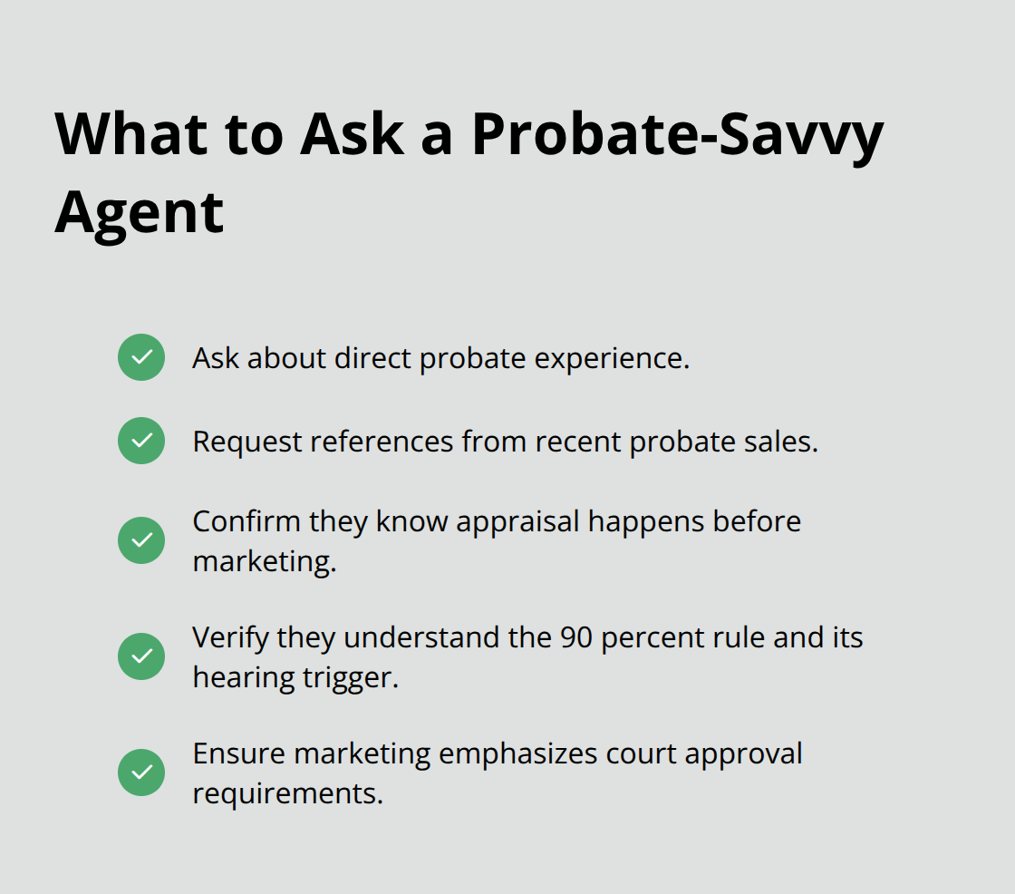 Checklist of questions and competencies for selecting a probate-experienced real estate agent in California - Probate real estate sale