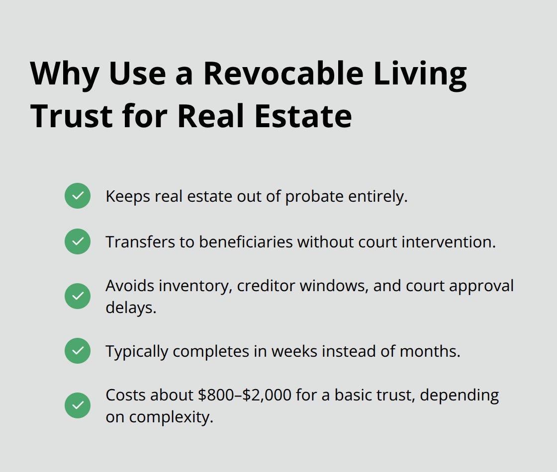 Checklist of benefits and practical advantages of using a revocable living trust for property. - Real estate heirs probate