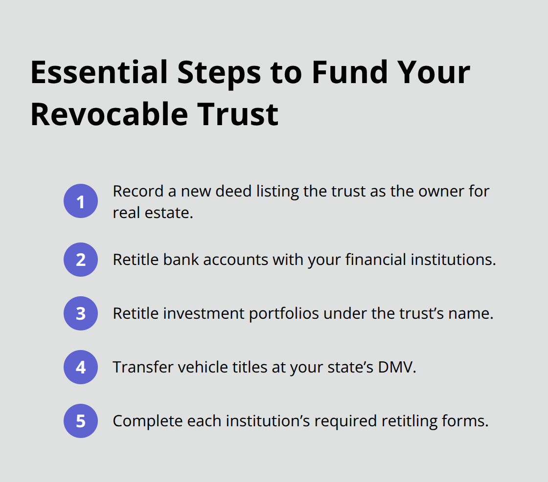 Compact checklist of steps to move assets into a revocable trust. - Revocable trust planning