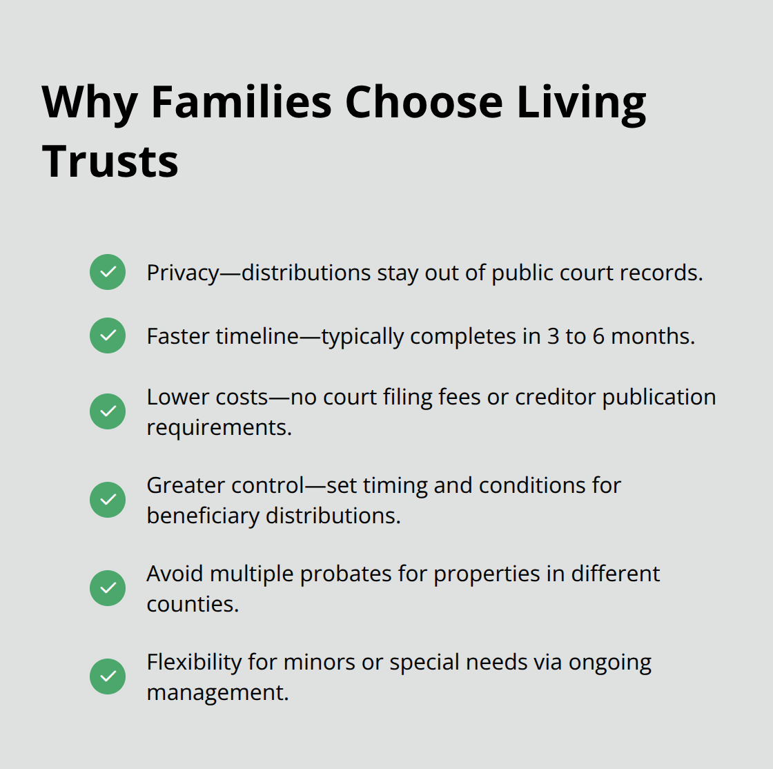Benefits of living trusts compared to probate in Southern California