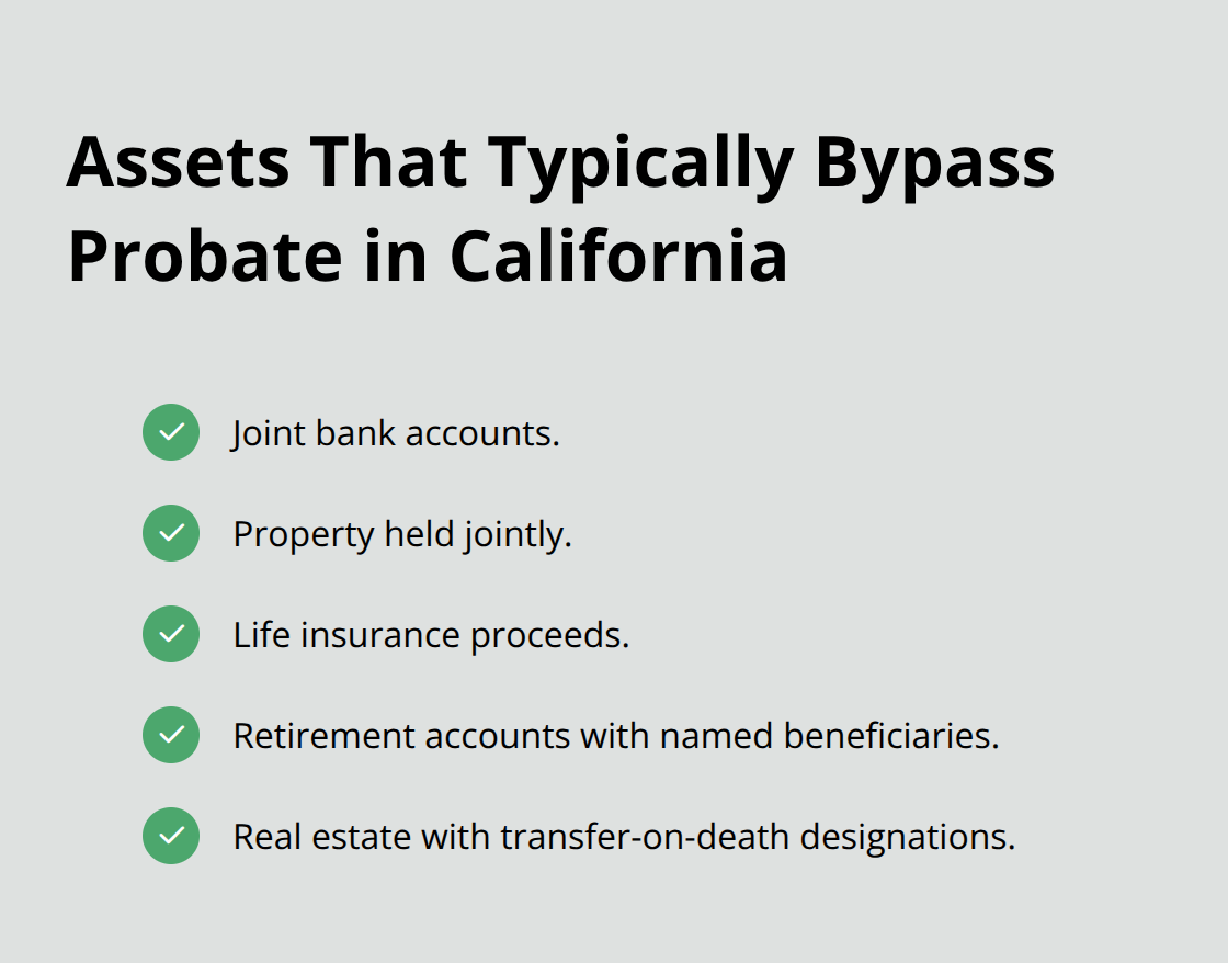 Checklist of common assets that usually bypass probate in California. - Southern California trust counsel