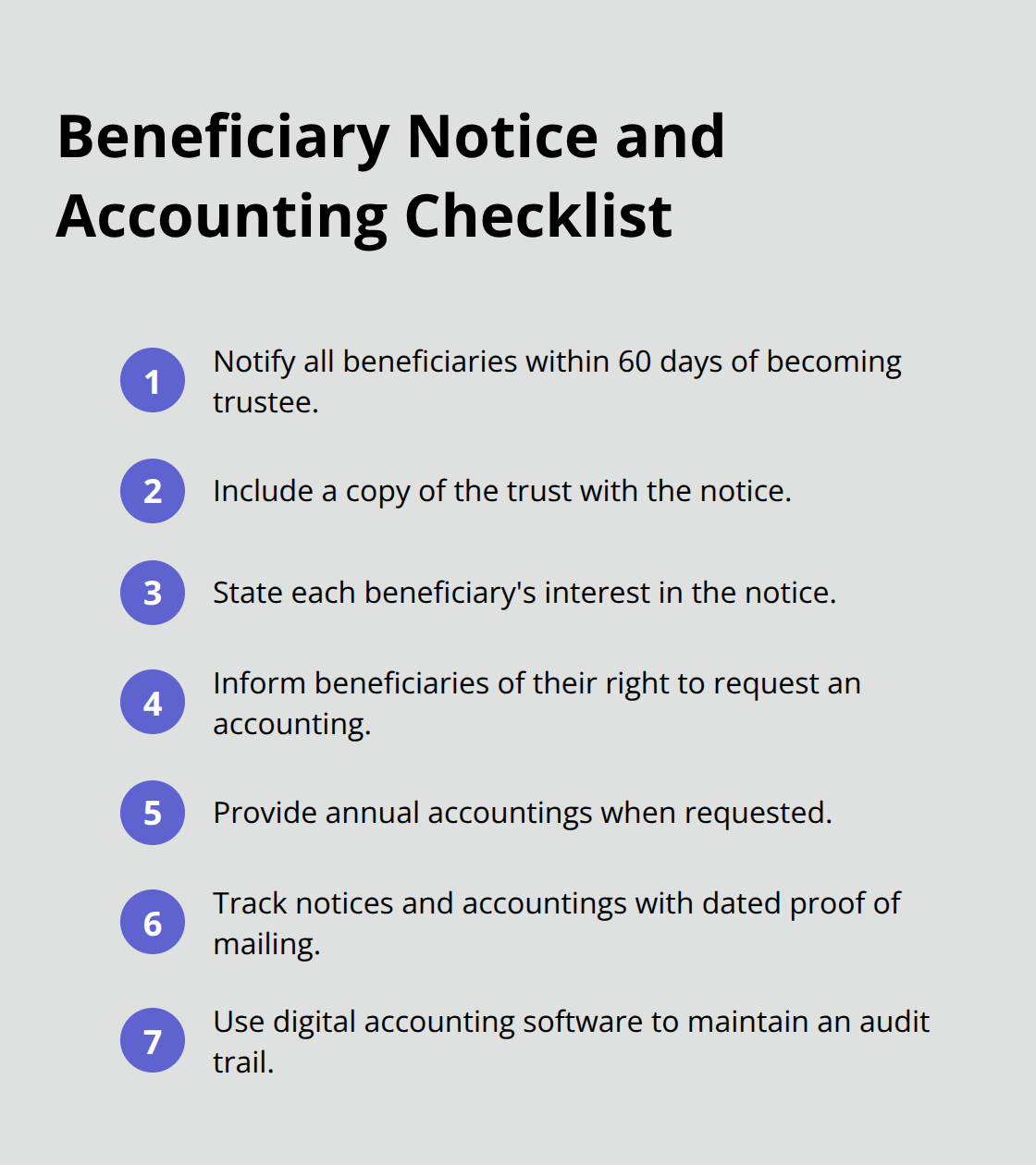 Checklist for California trustee notifications and accountings - california trust administration updates
