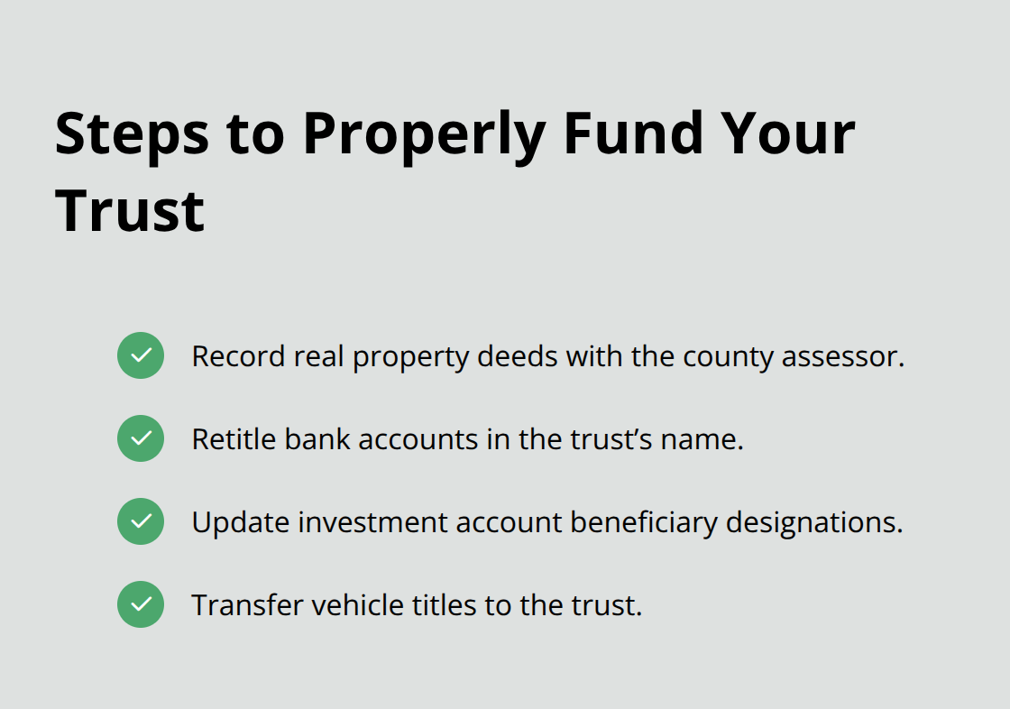 Checklist of concrete actions to fund a California revocable living trust - elder law trust planning