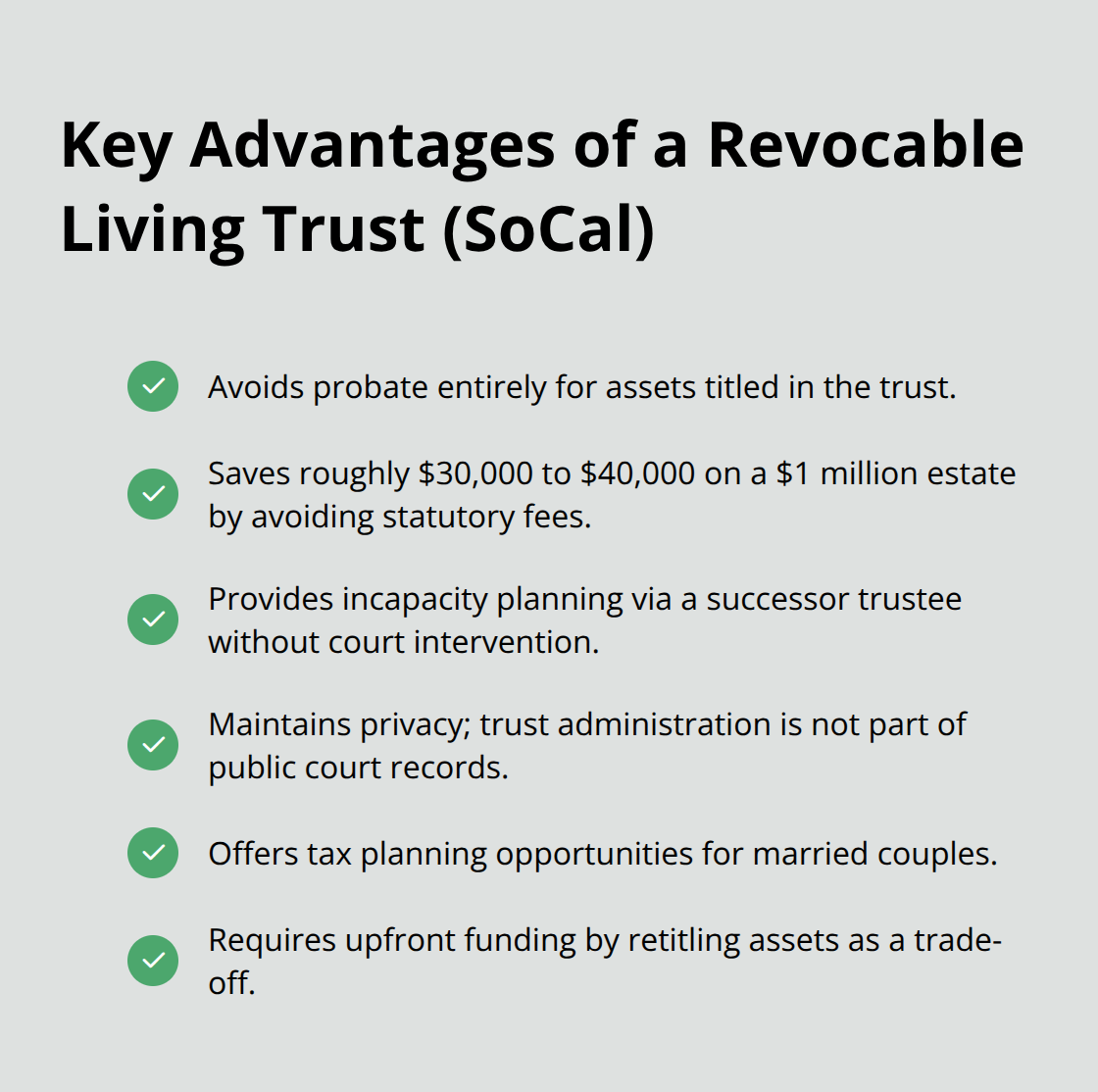 Benefits of using a revocable living trust for Southern California families. - probate attorney SoCal