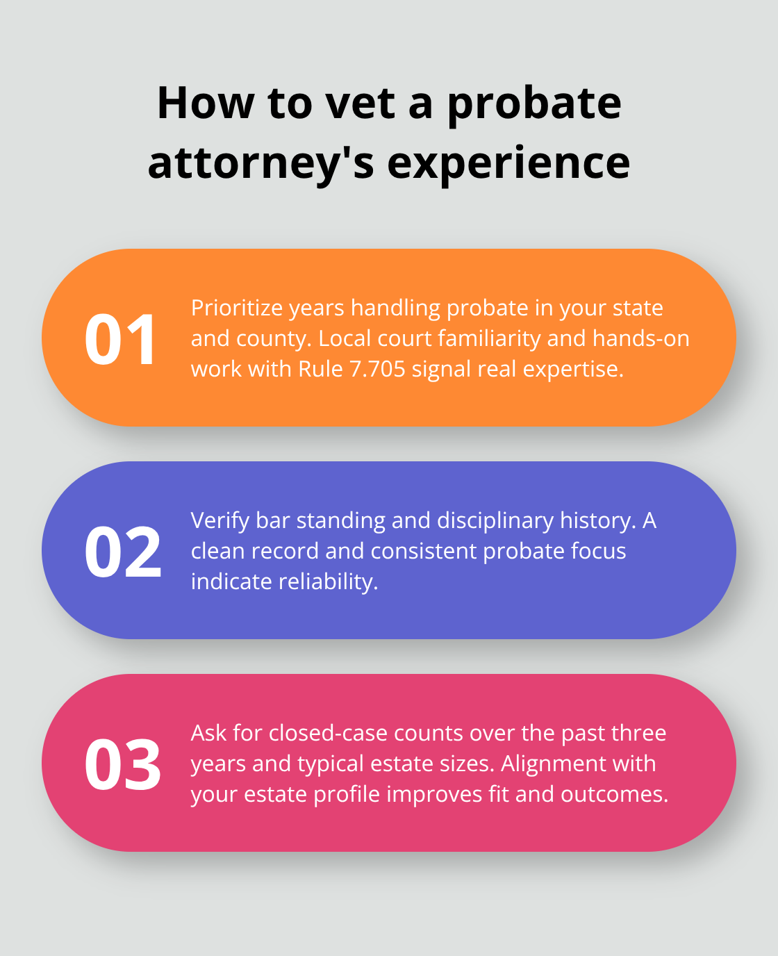 Three ways to evaluate real probate experience and fit - probate attorney near me