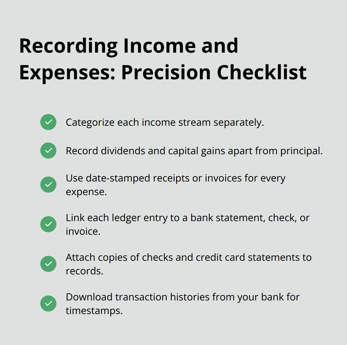 Checklist of precise documentation practices for California trust accounting. - trust accounting processes