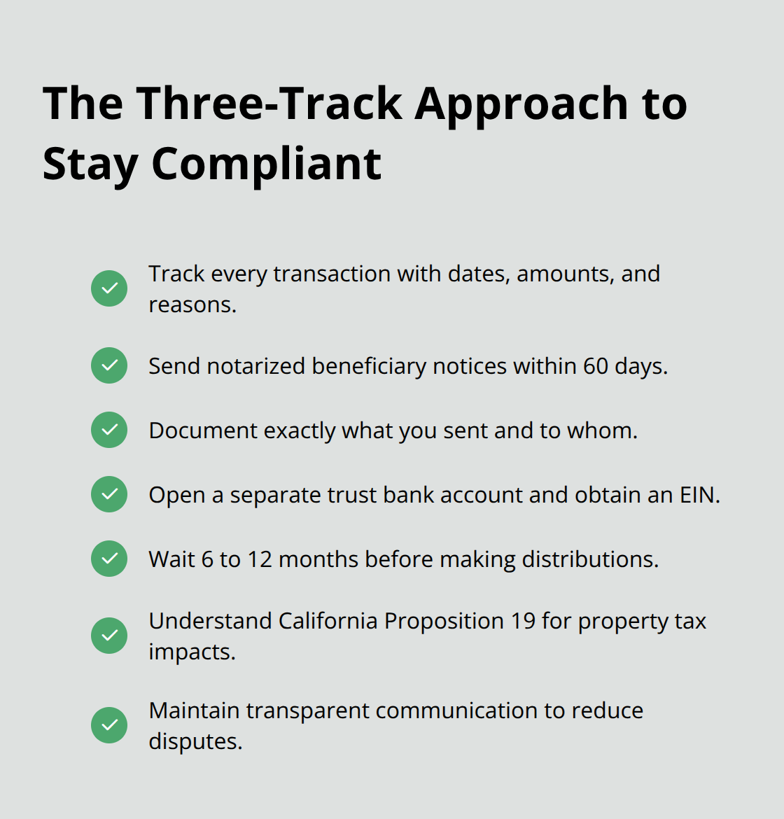 Checklist of core steps trustees should follow to avoid mistakes - trust administration attorney