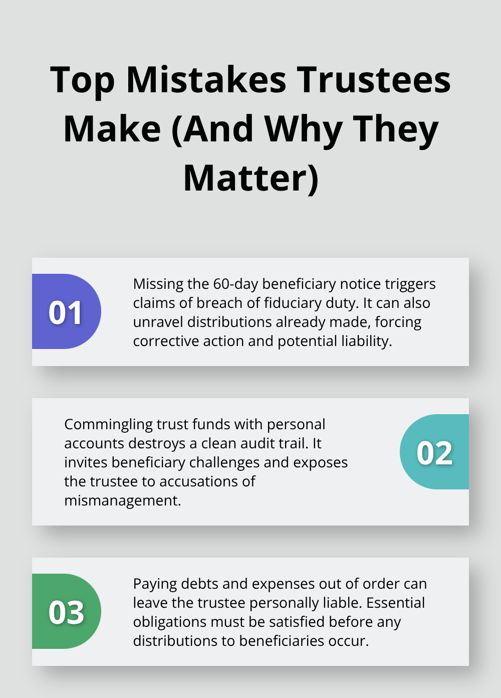 Three critical trust administration mistakes and their consequences for U.S. trustees - trust administration attorney services
