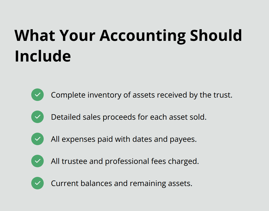 Checklist of core elements beneficiaries should see in a trust accounting