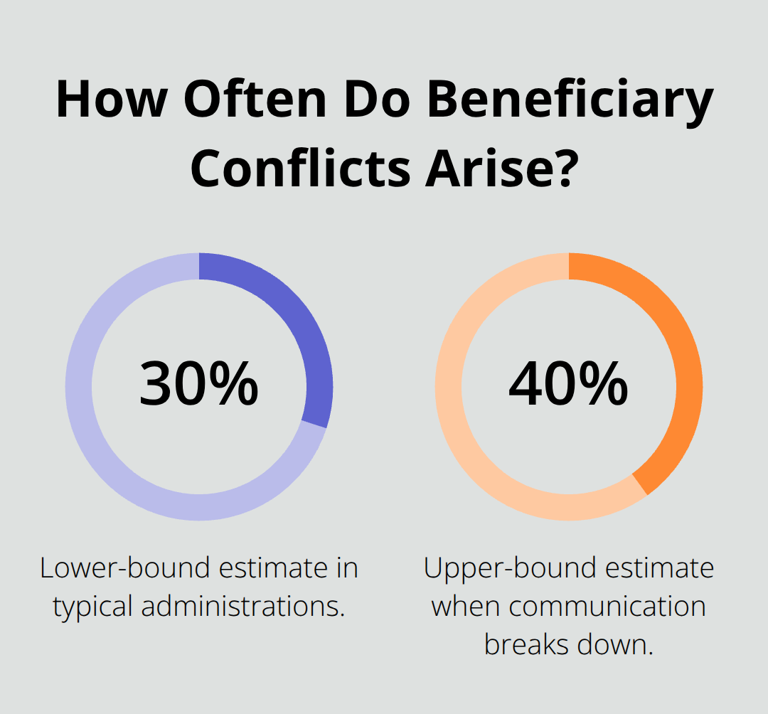 Chart showing the estimated percentage range of trust administrations with beneficiary conflicts. - trust administration guidelines
