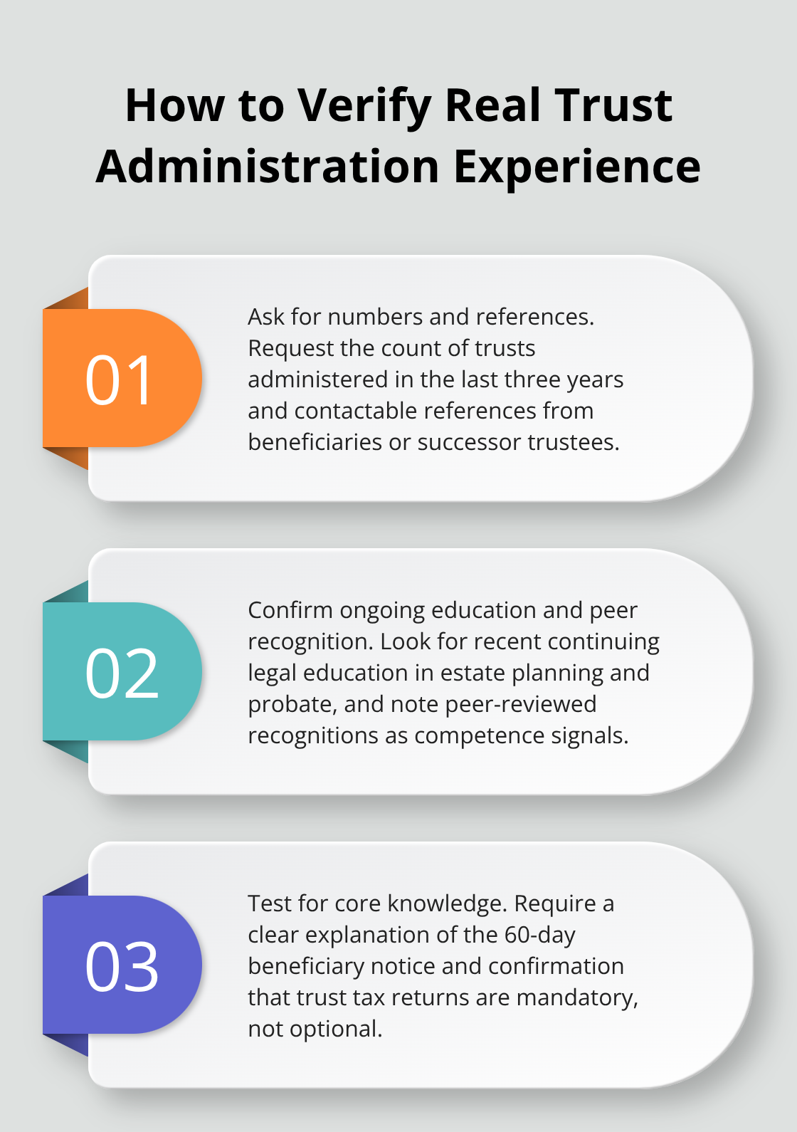 Three practical ways to confirm a trusts attorneys real experience in California trust administration.